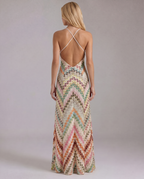 Boho Crochet Maxi Dress | Women's Dress with Chevron Pattern & Open Detailing for Summer Style