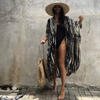 Boho Printed Kimono with Fringed Detail | Versatile Cover-Up for Women