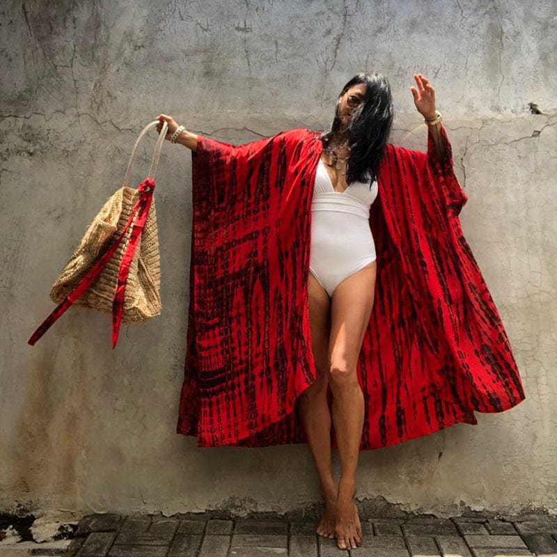 Boho Printed Kimono with Fringed Detail | Versatile Cover-Up for Women