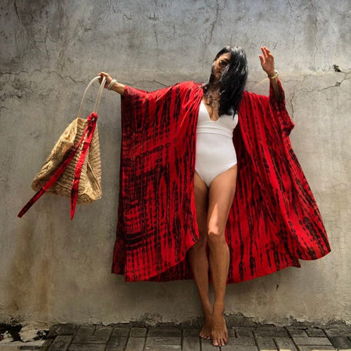 Boho Printed Kimono with Fringed Detail | Versatile Cover-Up for Women