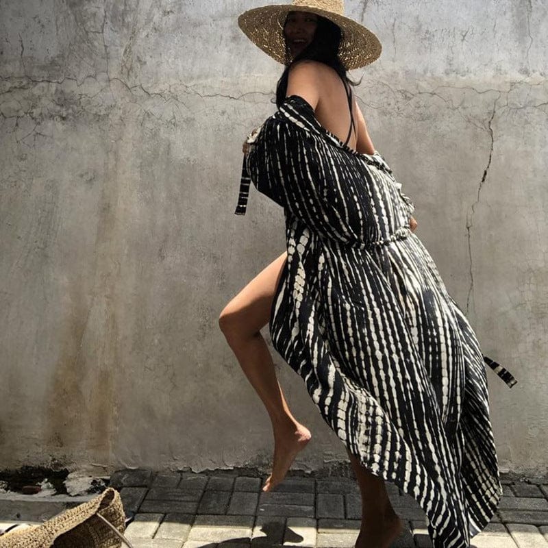 Boho Printed Kimono with Fringed Detail | Versatile Cover-Up for Women