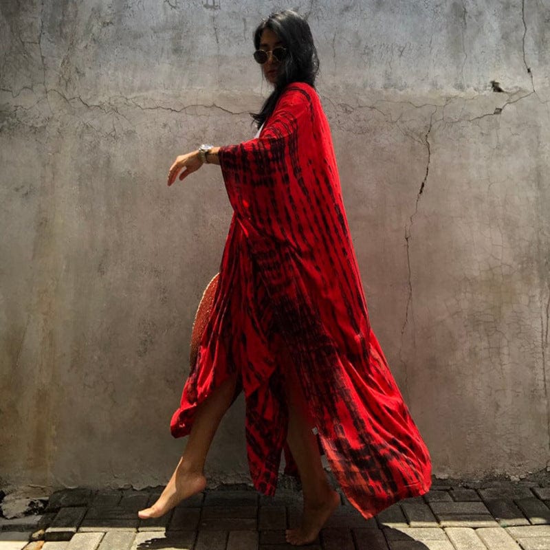 Boho Printed Kimono with Fringed Detail | Versatile Cover-Up for Women