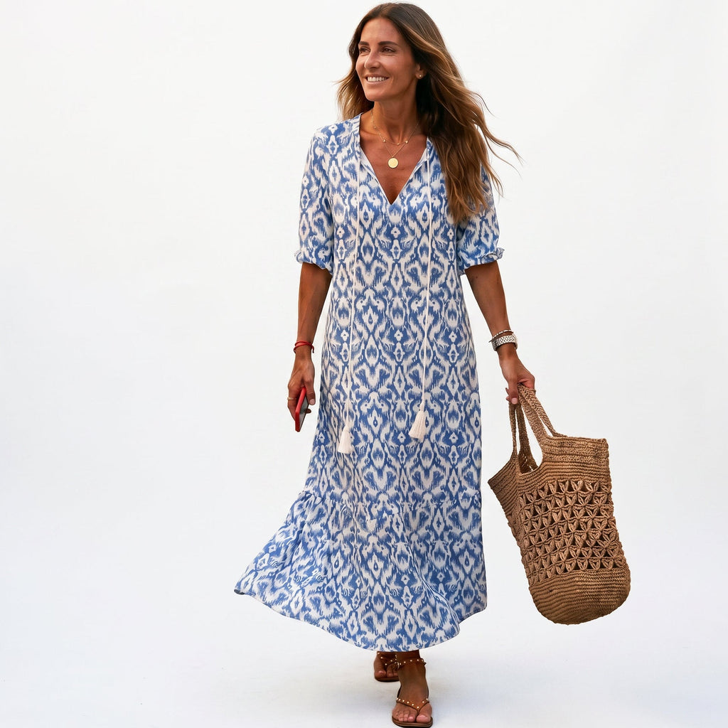 Boho Vintage Collection | Women's Summer Dress with Flattering V-Neckline | Lightweight & Breezy for Effortless Style