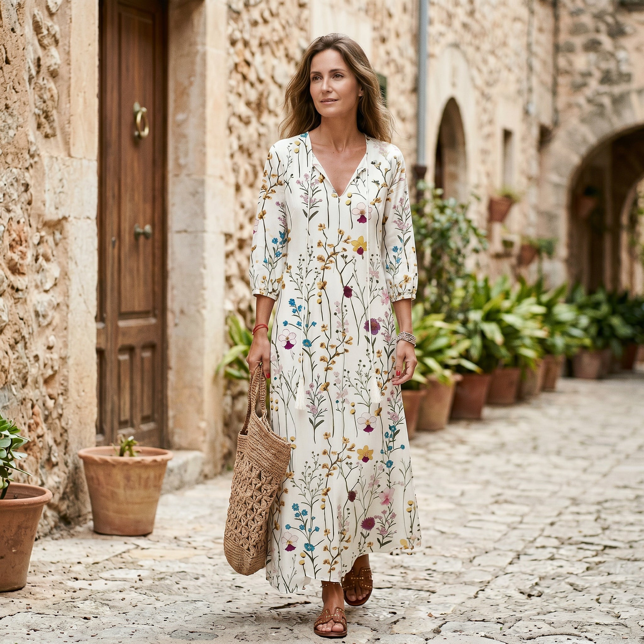 Boho Vintage Collection | Women's Summer Dress with Flattering V-Neckline | Lightweight & Breezy for Effortless Style