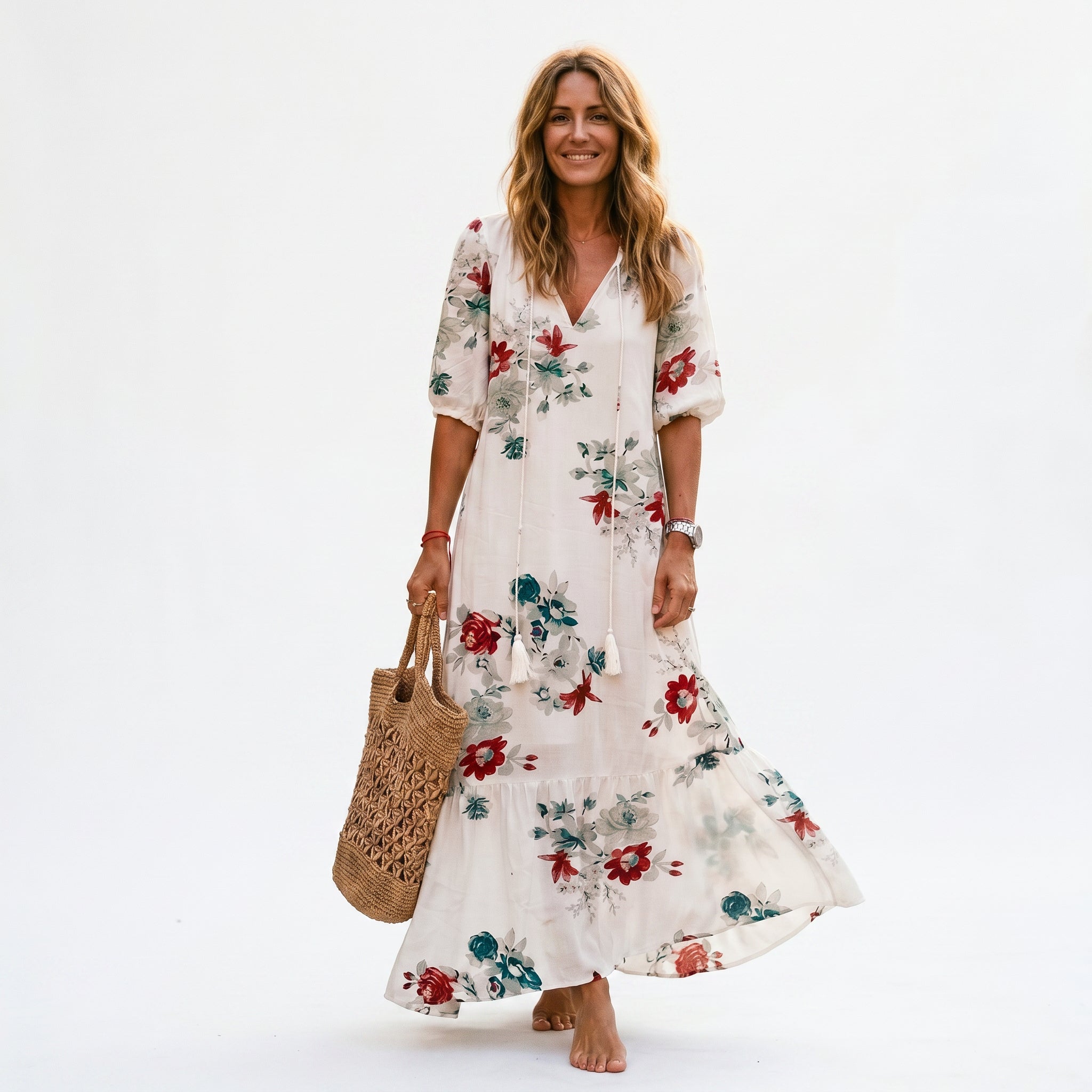 Boho Vintage Collection | Women's Summer Dress with Flattering V-Neckline | Lightweight & Breezy for Effortless Style