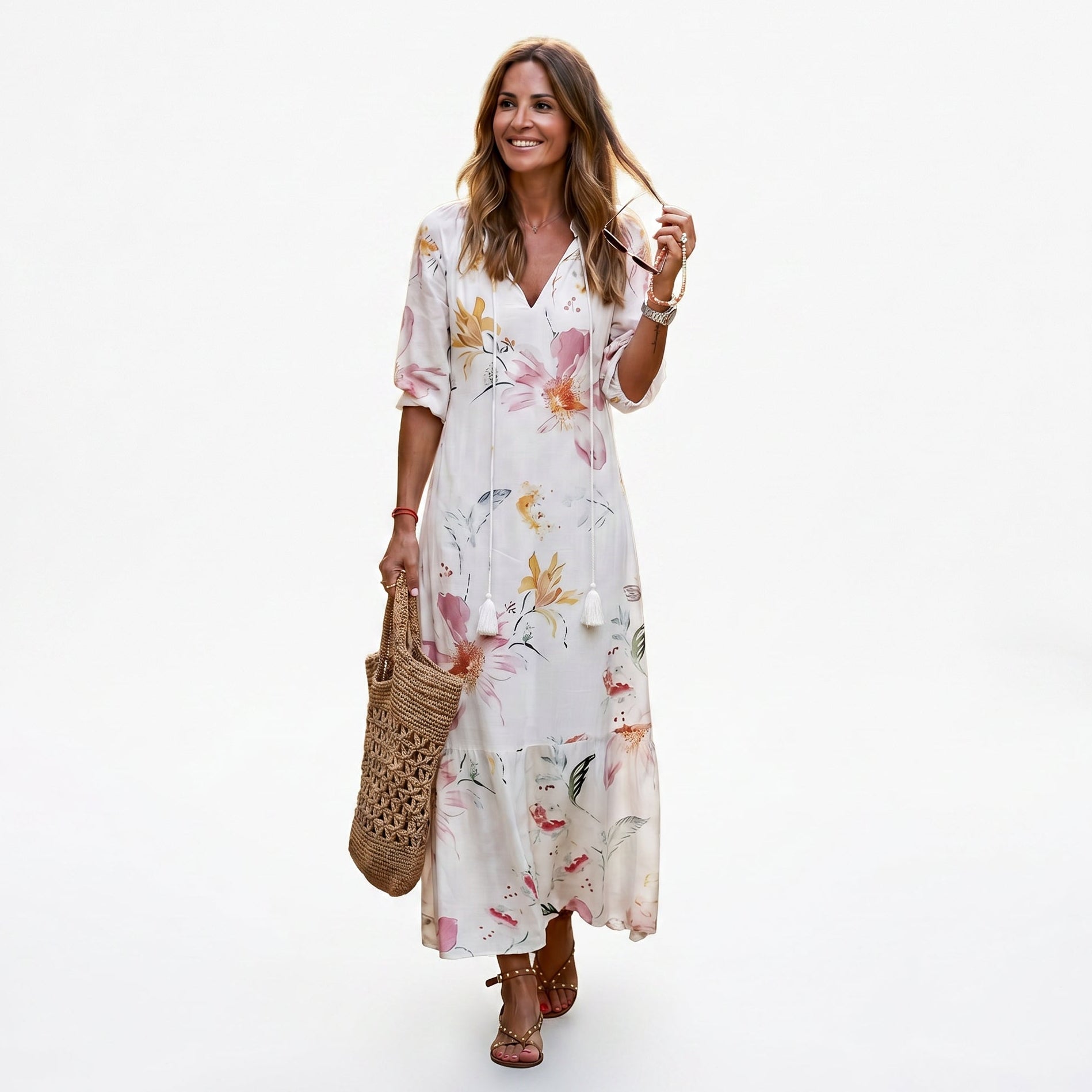 Boho Vintage Collection | Women's Summer Dress with Flattering V-Neckline | Lightweight & Breezy for Effortless Style