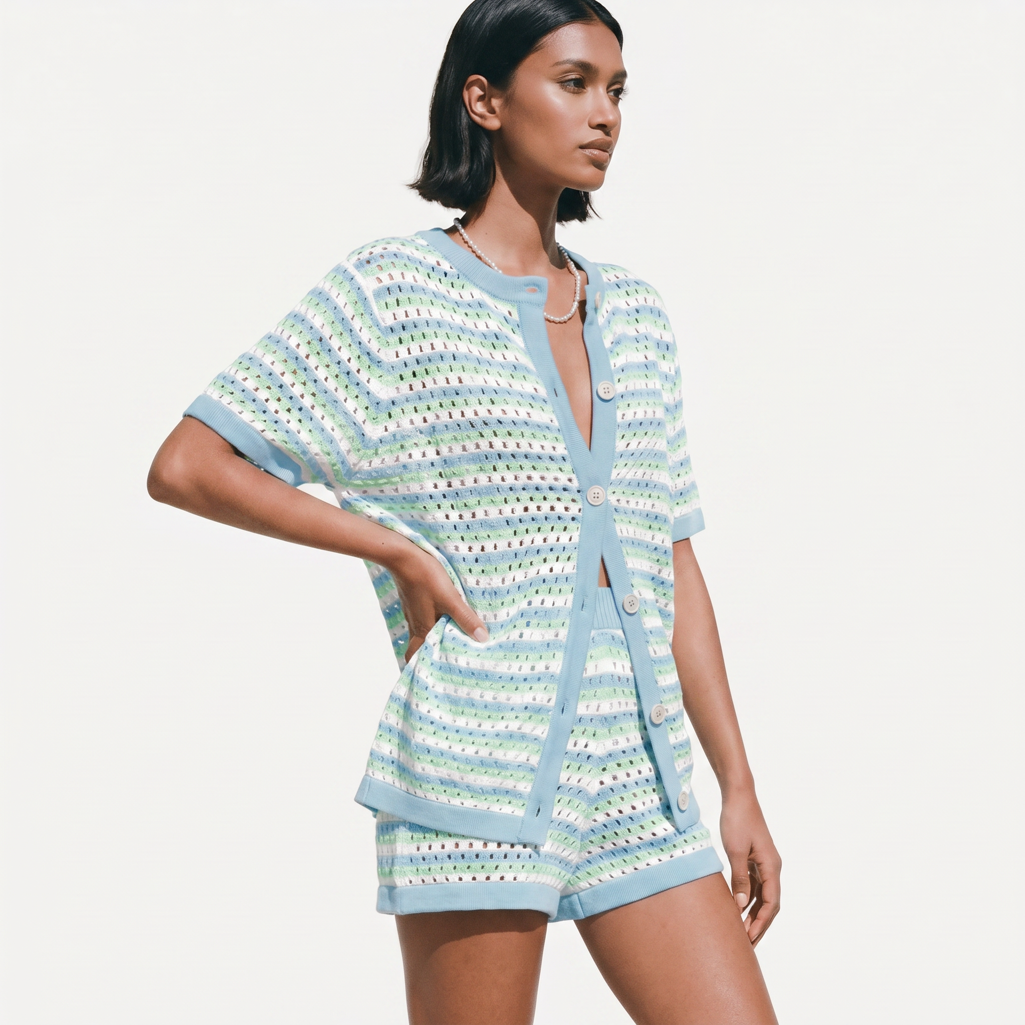 Bon Voyage Vintage | Women's Knit Matching Set | Striped Co-Ord