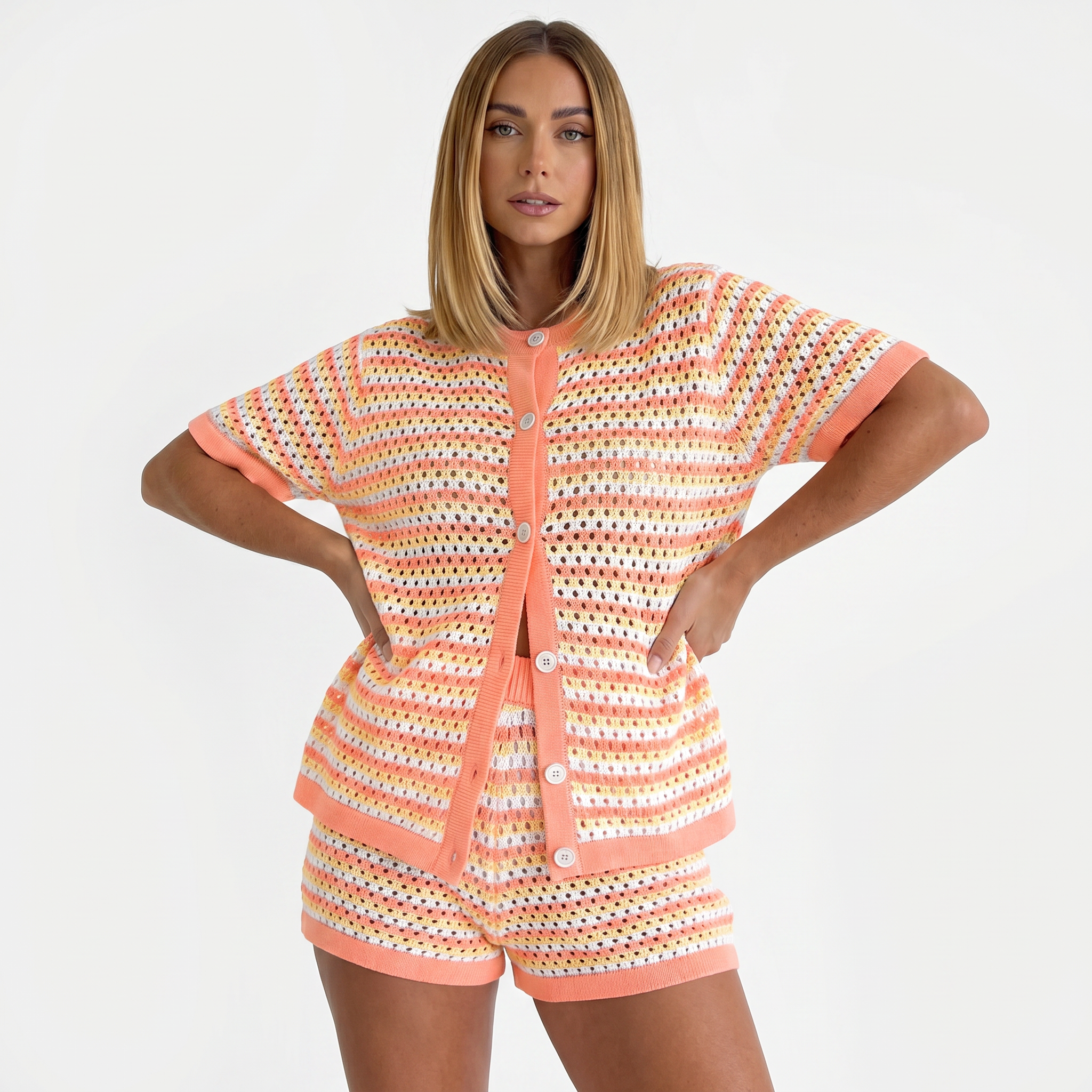 Bon Voyage Vintage | Women's Knit Matching Set | Striped Co-Ord