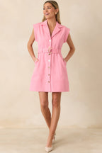 Women's Breaking New Ground Pink Cotton Button Front Denim Mini Dress | 100% Cotton 4