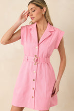 Women's Breaking New Ground Pink Cotton Button Front Denim Mini Dress | 100% Cotton 6