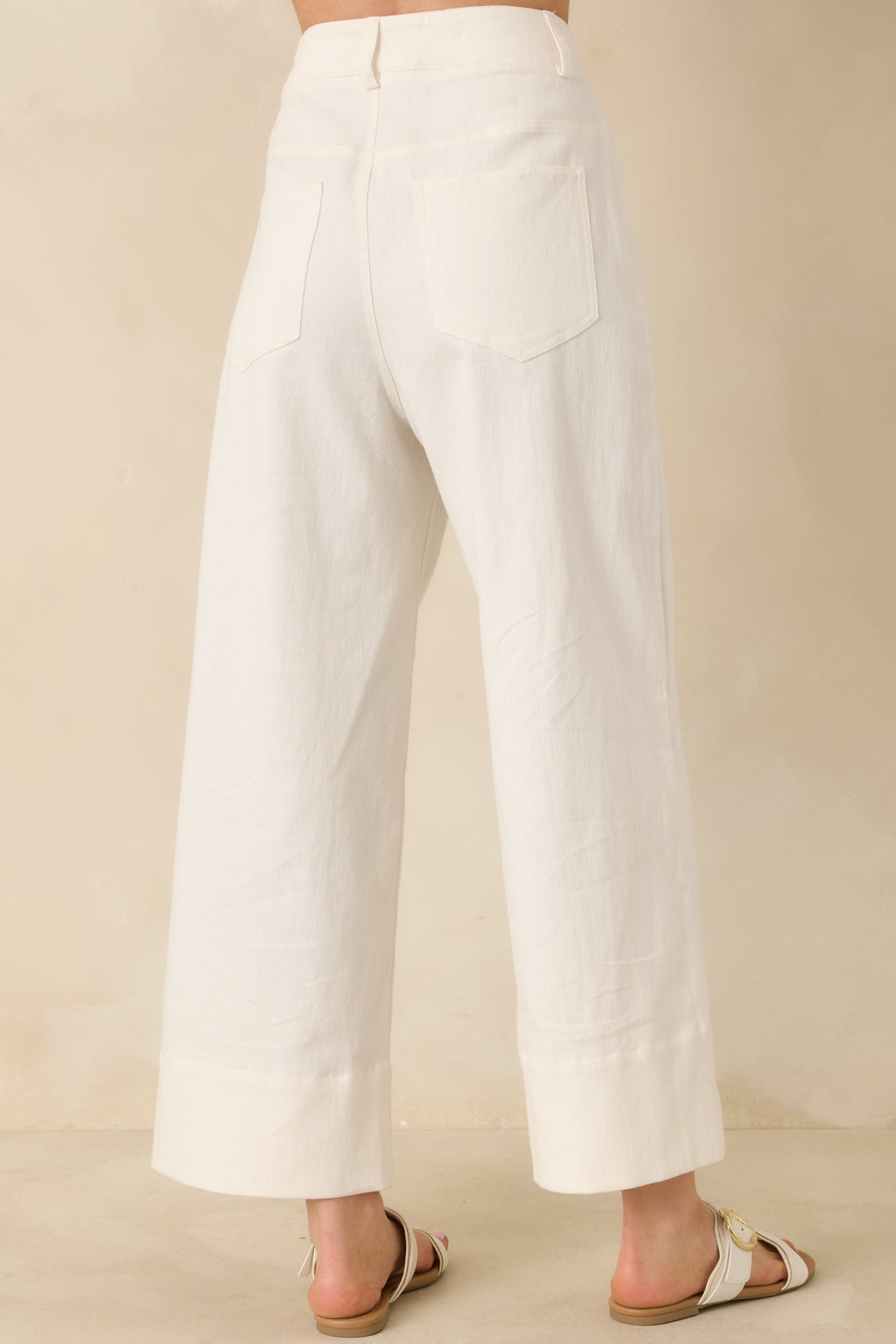 Women's Bright Forecast White Cotton Wide Leg Pants | 97% Cotton & 3% Spandex 4