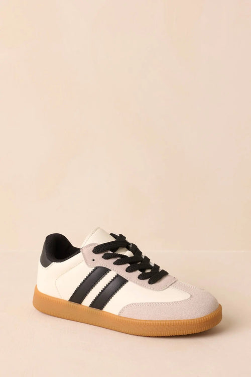 Women's Bring The Good Vibes Ivory Faux Leather Lace-Up Sneakers | Sole measures 1" 1