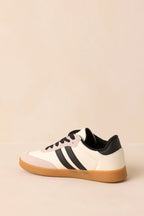 Women's Bring The Good Vibes Ivory Faux Leather Lace-Up Sneakers | Sole measures 1" 3