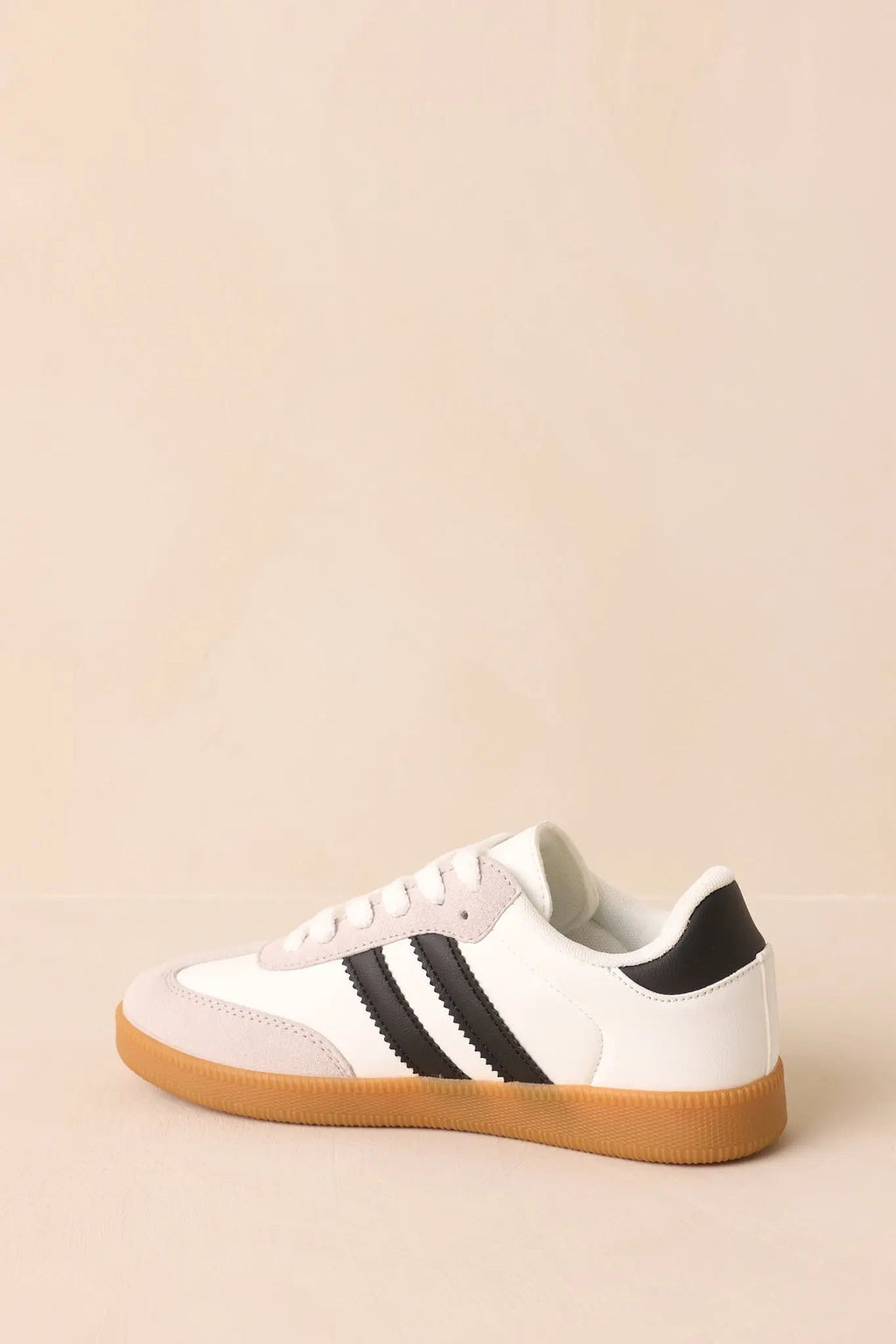 Women's Bring The Good Vibes White Faux Leather Lace-Up Sneakers | Sole measures 1" 5