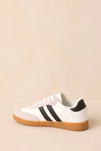Women's Bring The Good Vibes White Faux Leather Lace-Up Sneakers | Sole measures 1" 5