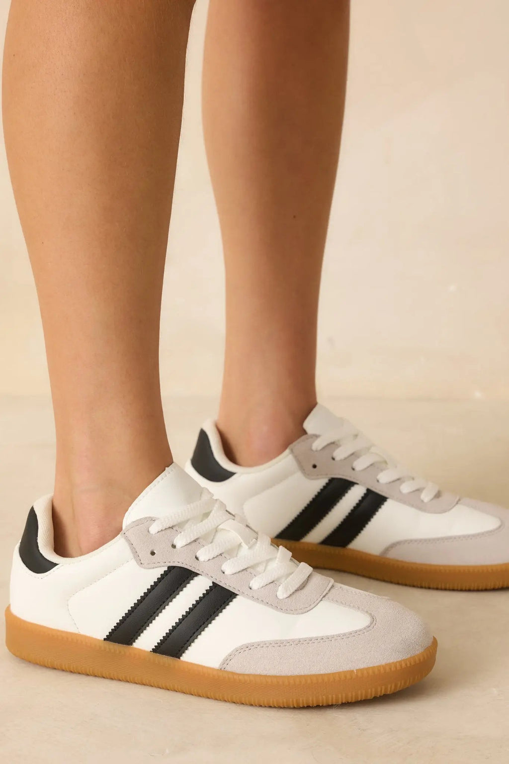 Women's Bring The Good Vibes White Faux Leather Lace-Up Sneakers | Sole measures 1" 6