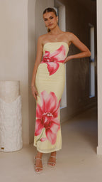 Brittani Collection | Floral Maxi Dress with Side Split & Non-Slip Bust | Comfortable Fit for Effortless Style