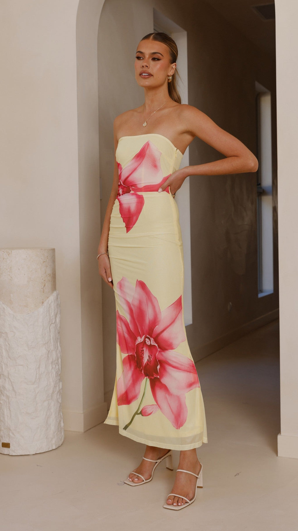 Brittani Collection | Floral Maxi Dress with Side Split & Non-Slip Bust | Comfortable Fit for Effortless Style