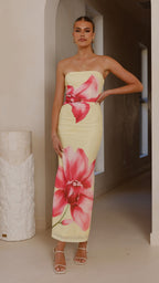 Brittani Collection | Floral Maxi Dress with Side Split & Non-Slip Bust | Comfortable Fit for Effortless Style