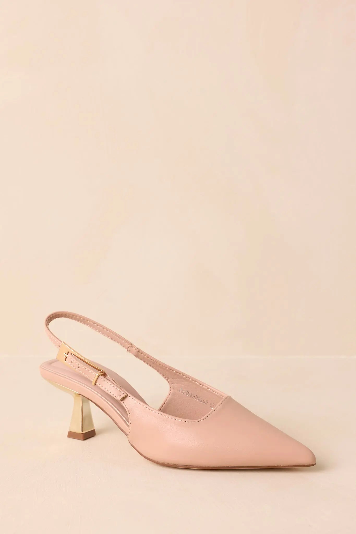 Women's By All Accounts Beige Faux Leather Pointed Toe Kitten Heels | Heel measures 2.5" 3