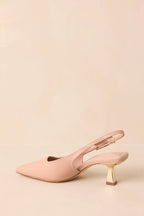 Women's By All Accounts Beige Faux Leather Pointed Toe Kitten Heels | Heel measures 2.5" 4