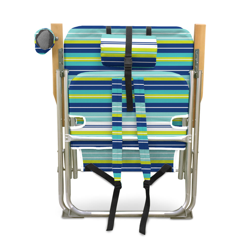 Lime stripe folding beach chair, folded
