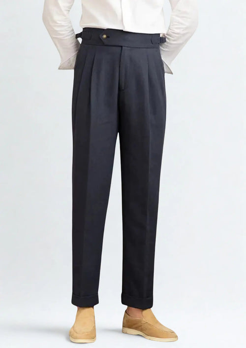 Women's Cagliari Pleated Coastal Trousers - Navy Blue 0