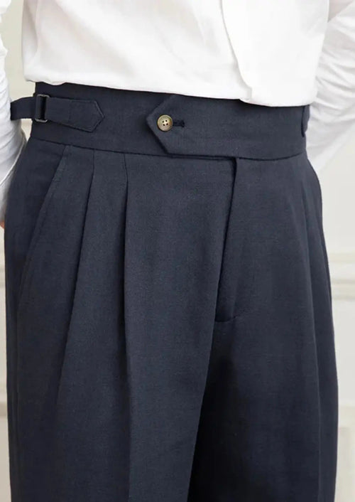 Women's Cagliari Pleated Coastal Trousers - Navy Blue 1