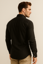 Capri Collection | Black Linen Button Down Shirt with Classic Design | Breathable Fabric for Warm-Weather Comfort