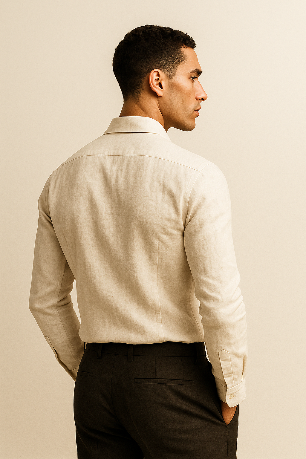 Capri Collection | Men's Dress Shirt in White with Breathable Linen | Classic Fit for Warm Weather Comfort