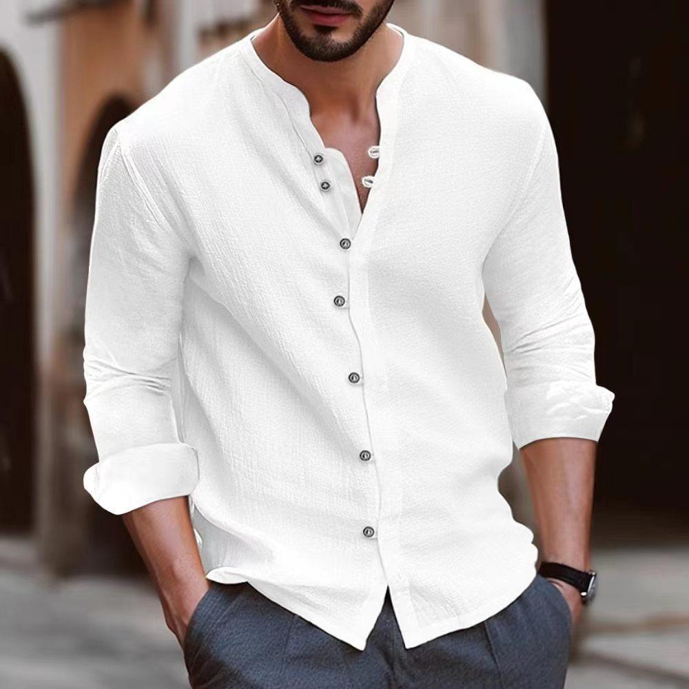 Capri Collection | Men's Shirt with Open Collar | Lightweight Linen for Summer Comfort