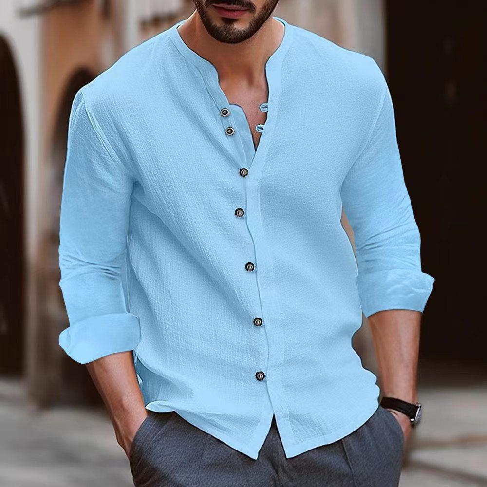 Capri Collection | Men's Shirt with Open Collar | Lightweight Linen for Summer Comfort