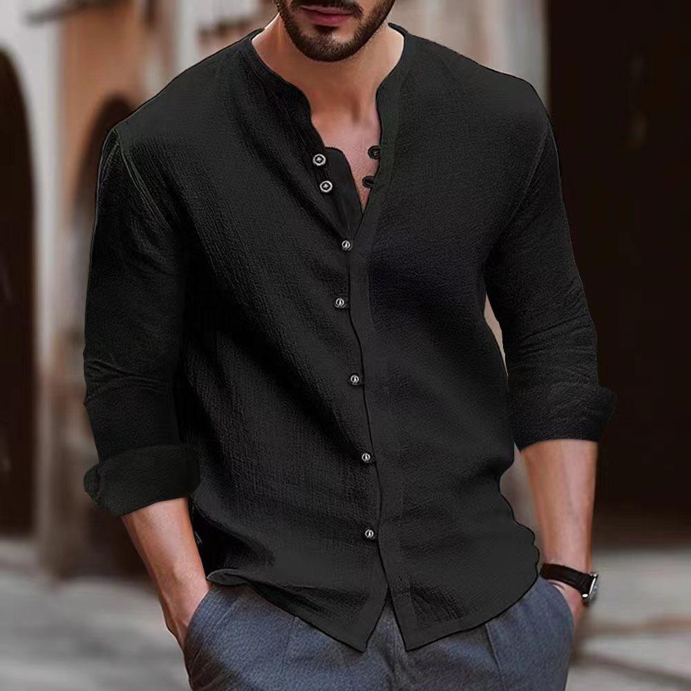 Capri Collection | Men's Shirt with Open Collar | Lightweight Linen for Summer Comfort