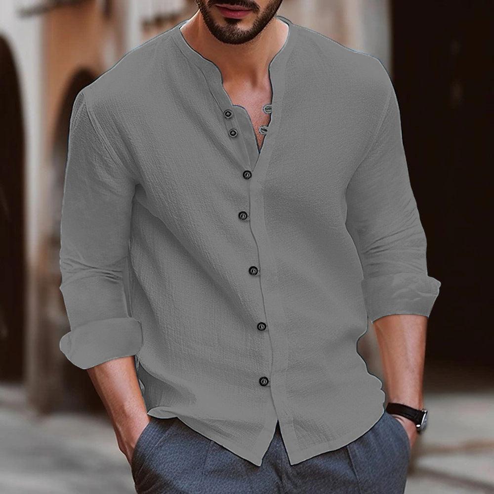 Capri Collection | Men's Shirt with Open Collar | Lightweight Linen for Summer Comfort