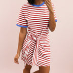 Casual Chic | Striped T-Shirt Mini Dress with Tie Waist Detail | Comfortable Summer Outfit for Effortless Style