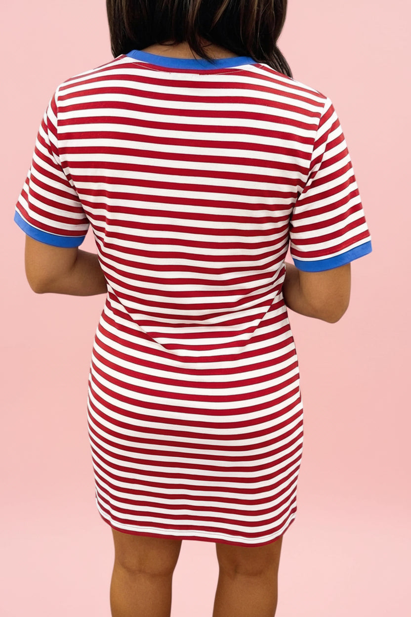 Casual Chic | Striped T-Shirt Mini Dress with Tie Waist Detail | Comfortable Summer Outfit for Effortless Style