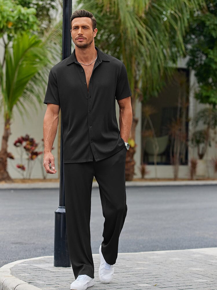 Casual Collection | Men's Matching Shirt and Shorts Set with Loose Fit Design | Comfortable Outfit for Everyday Wear