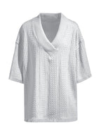 Casual Collection | Women's Knit Set with Cable Knit Design | Comfortable T-Shirt & Shorts for Everyday Style