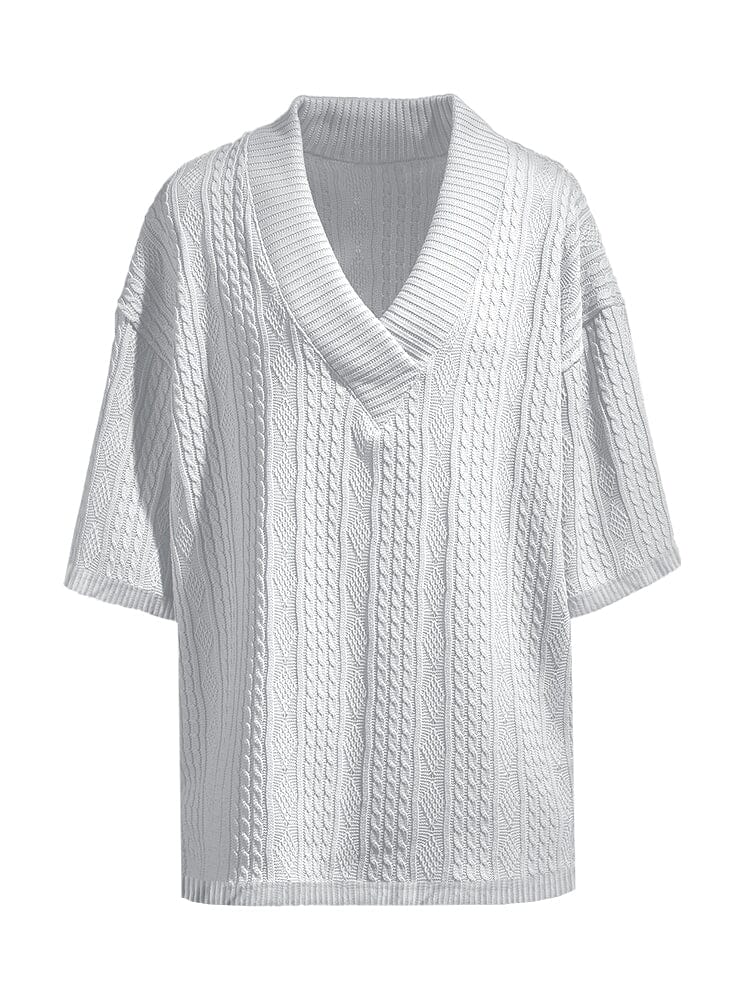 Casual Collection | Women's Knit Set with Cable Knit Design | Comfortable T-Shirt & Shorts for Everyday Style