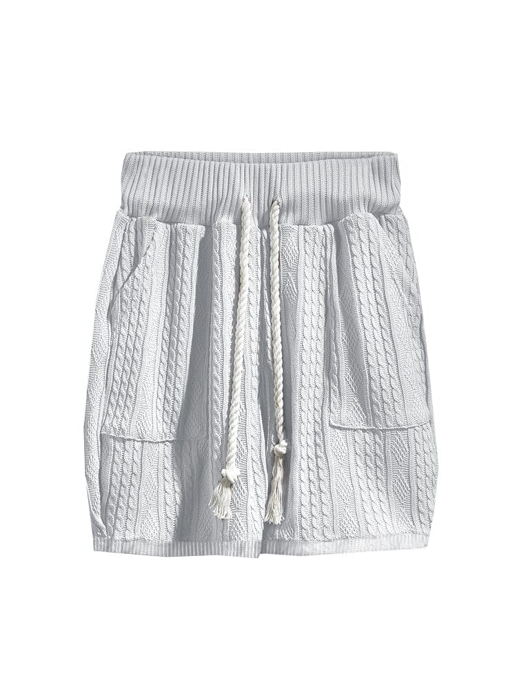 Casual Collection | Women's Knit Set with Cable Knit Design | Comfortable T-Shirt & Shorts for Everyday Style