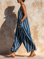 Casual Cotton Lantern Jumpsuit with V-Neck Design | Comfortable Fit for Everyday Wear