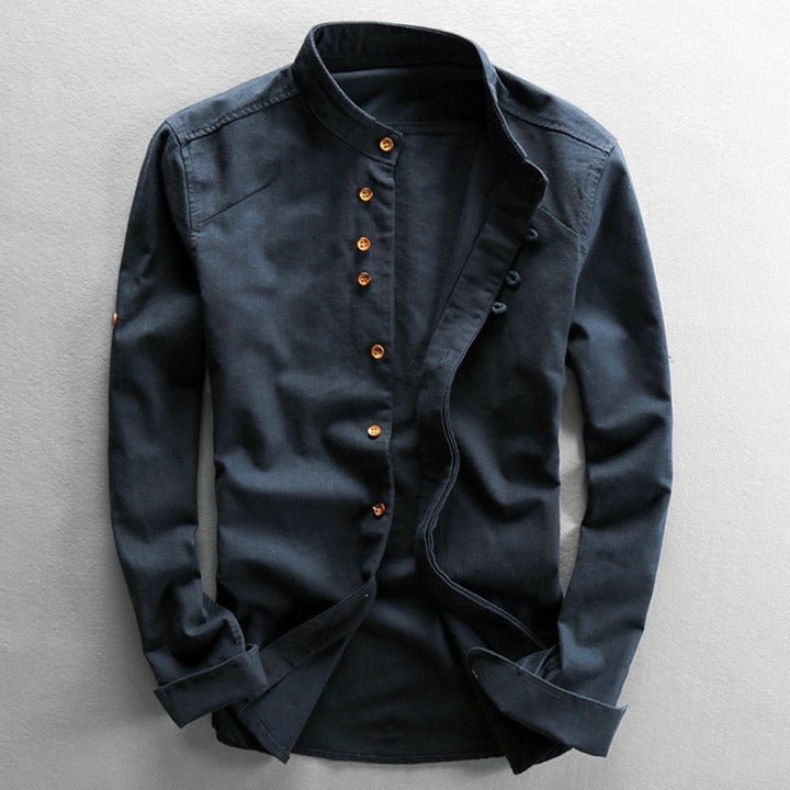 Casual Elegance | Men's Shirt with Stand-Up Collar | Relaxed Fit for Everyday Style