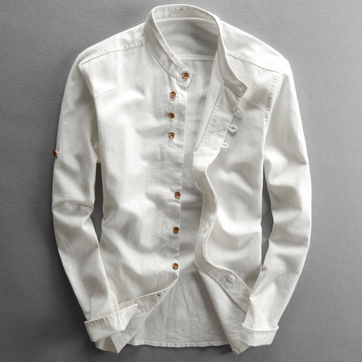 Casual Elegance | Men's Shirt with Stand-Up Collar | Relaxed Fit for Everyday Style