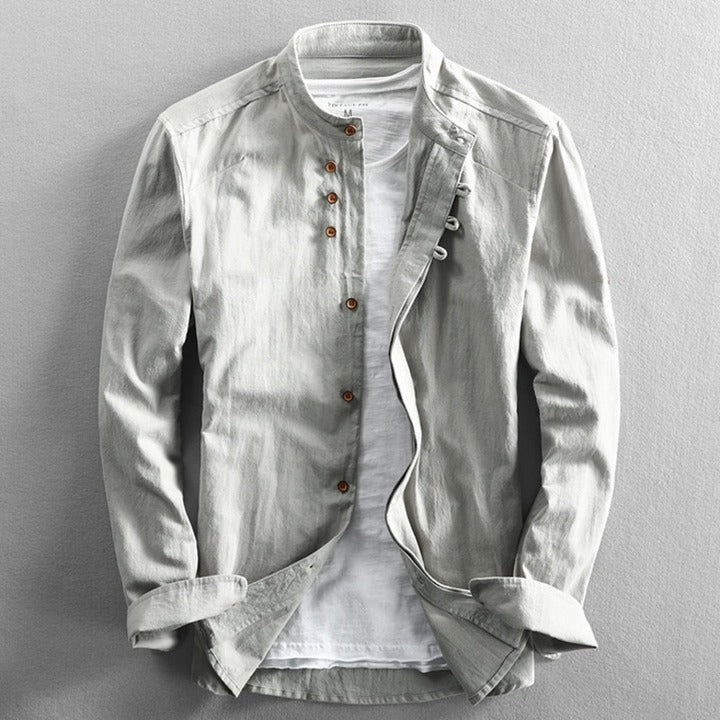 Casual Elegance | Men's Shirt with Stand-Up Collar | Relaxed Fit for Everyday Style