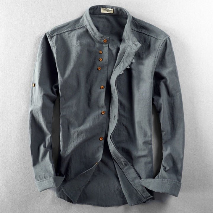 Casual Elegance | Men's Shirt with Stand-Up Collar | Relaxed Fit for Everyday Style