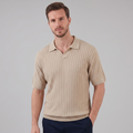 Casual Knit Polo Shirt for Men with Lapel Collar & Breathable Mesh