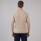 Casual Knit Polo Shirt for Men with Lapel Collar & Breathable Mesh