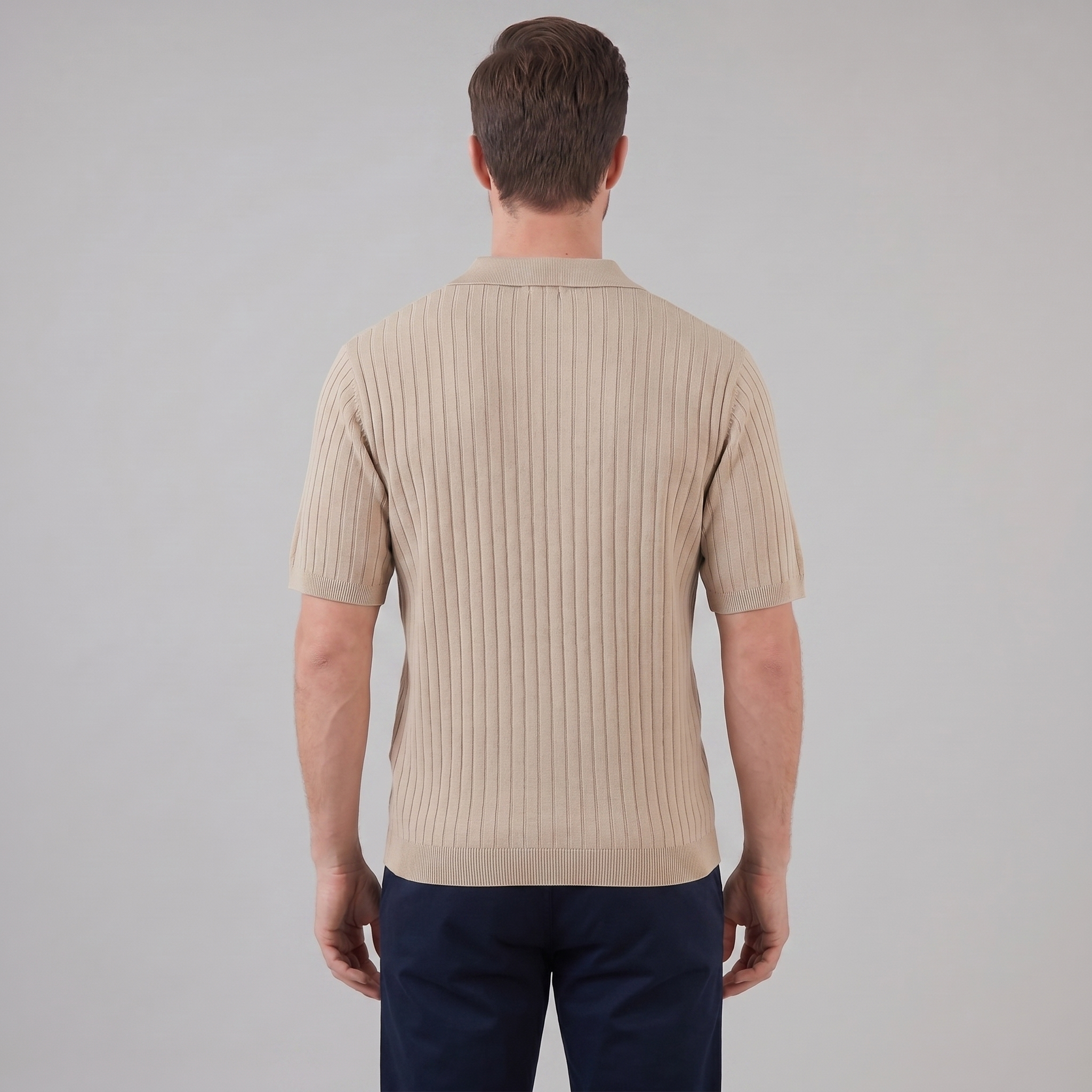 Casual Knit Polo Shirt for Men with Lapel Collar & Breathable Mesh