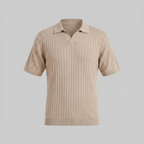 Casual Knit Polo Shirt for Men with Lapel Collar & Breathable Mesh