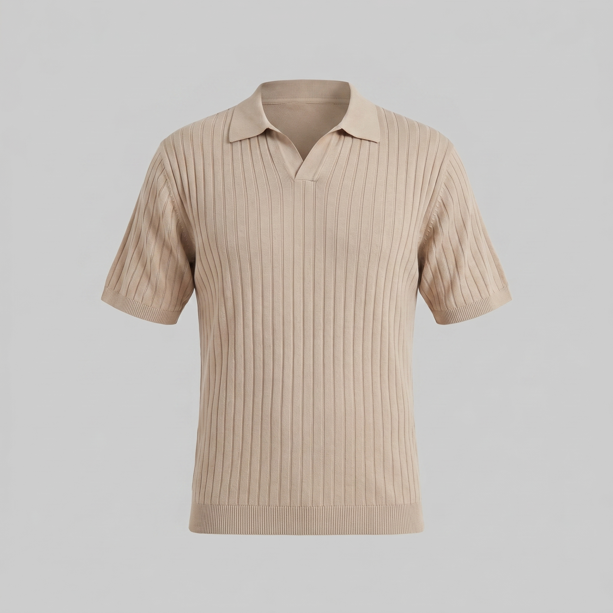 Casual Knit Polo Shirt for Men with Lapel Collar & Breathable Mesh